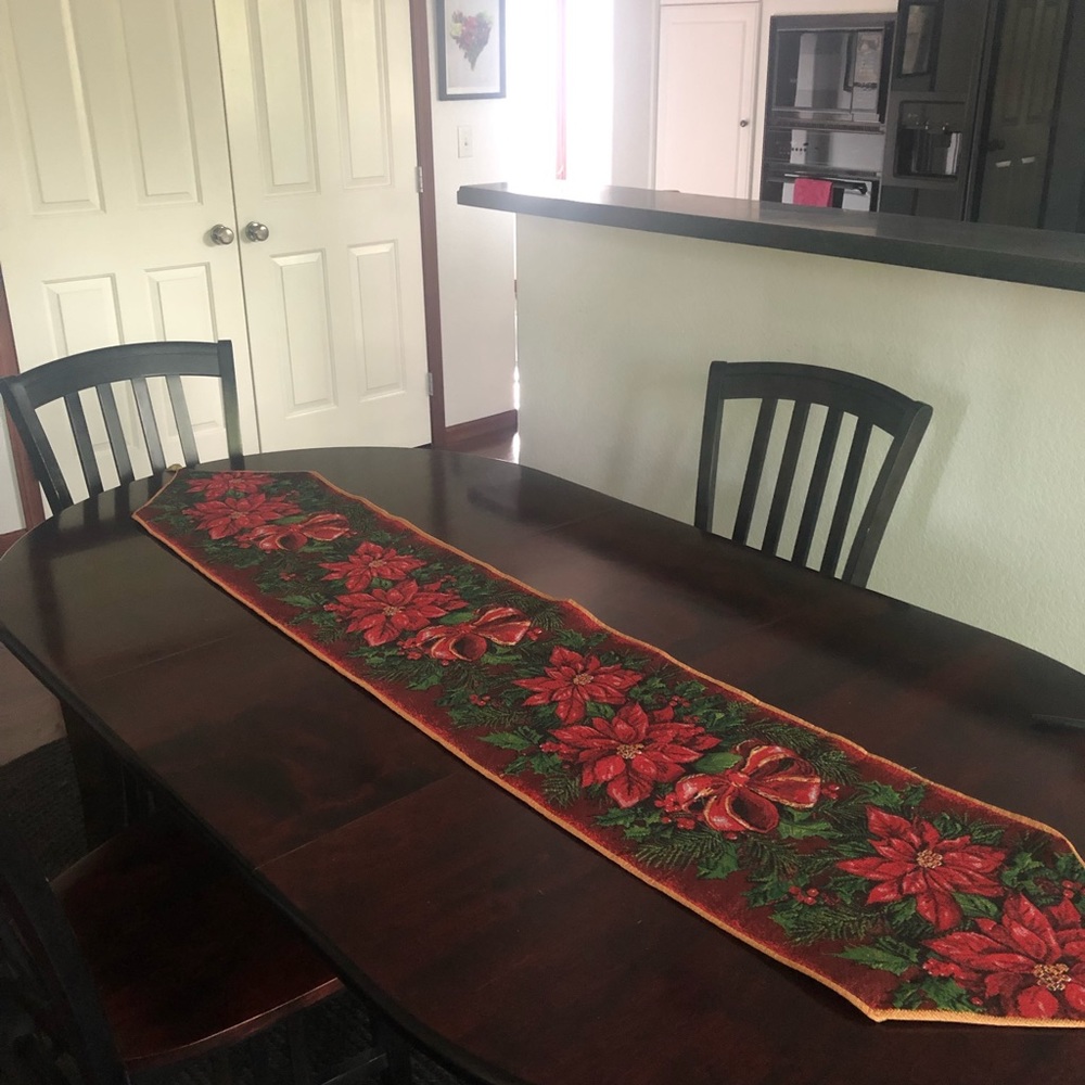 Violet Linen Christmas Tapestry Table Runner